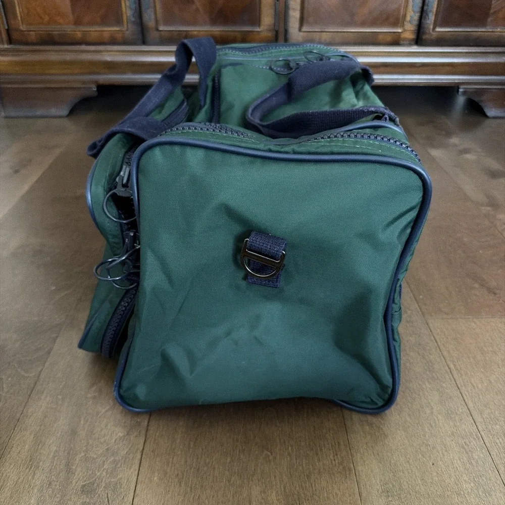 Lands' End Square Duffle Bag Overnight Blue Green Nylon USA Made Used